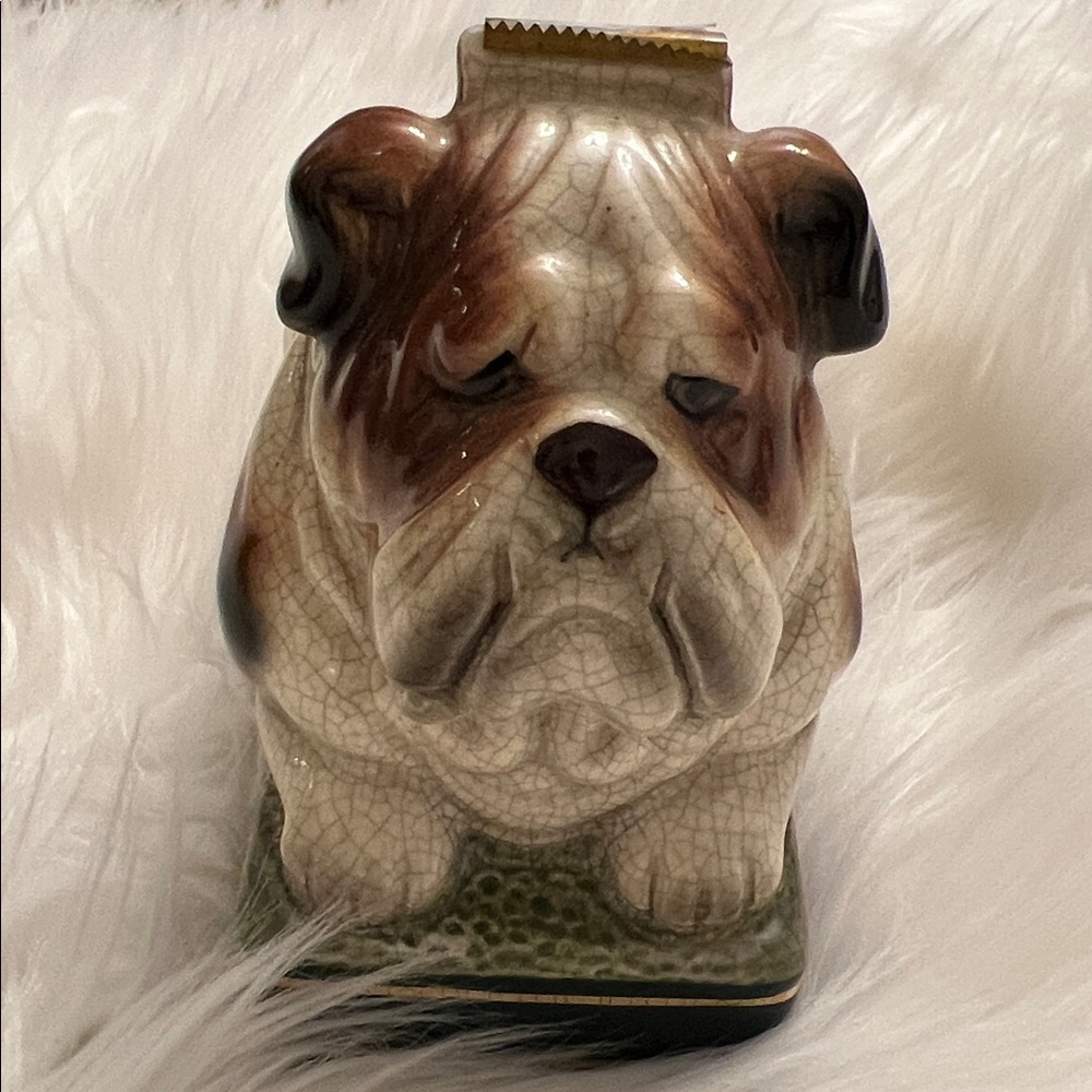 Vintage Takahashi Ceramic Bulldog Tape Dispenser